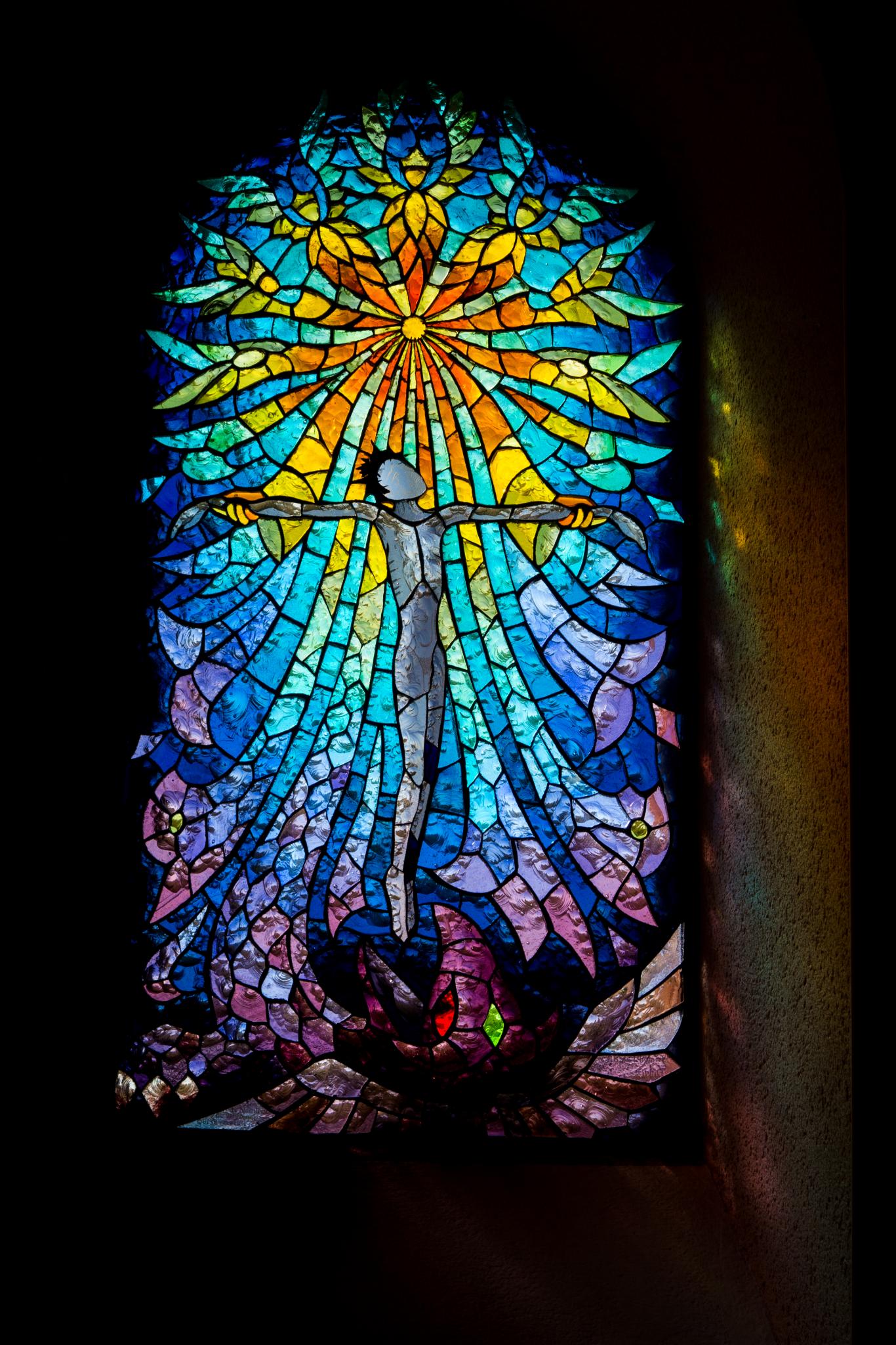 Jakobsweg Chapelle Saint Roche Kirchenfenster Jesus